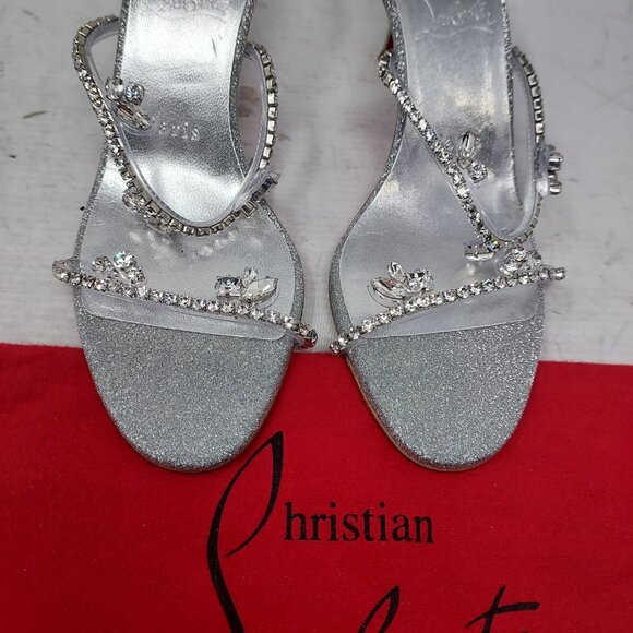 Christian Louboutin Silver Just Queen Crystal Bridal Wedding Heel Sandal - Picture 9 of 15